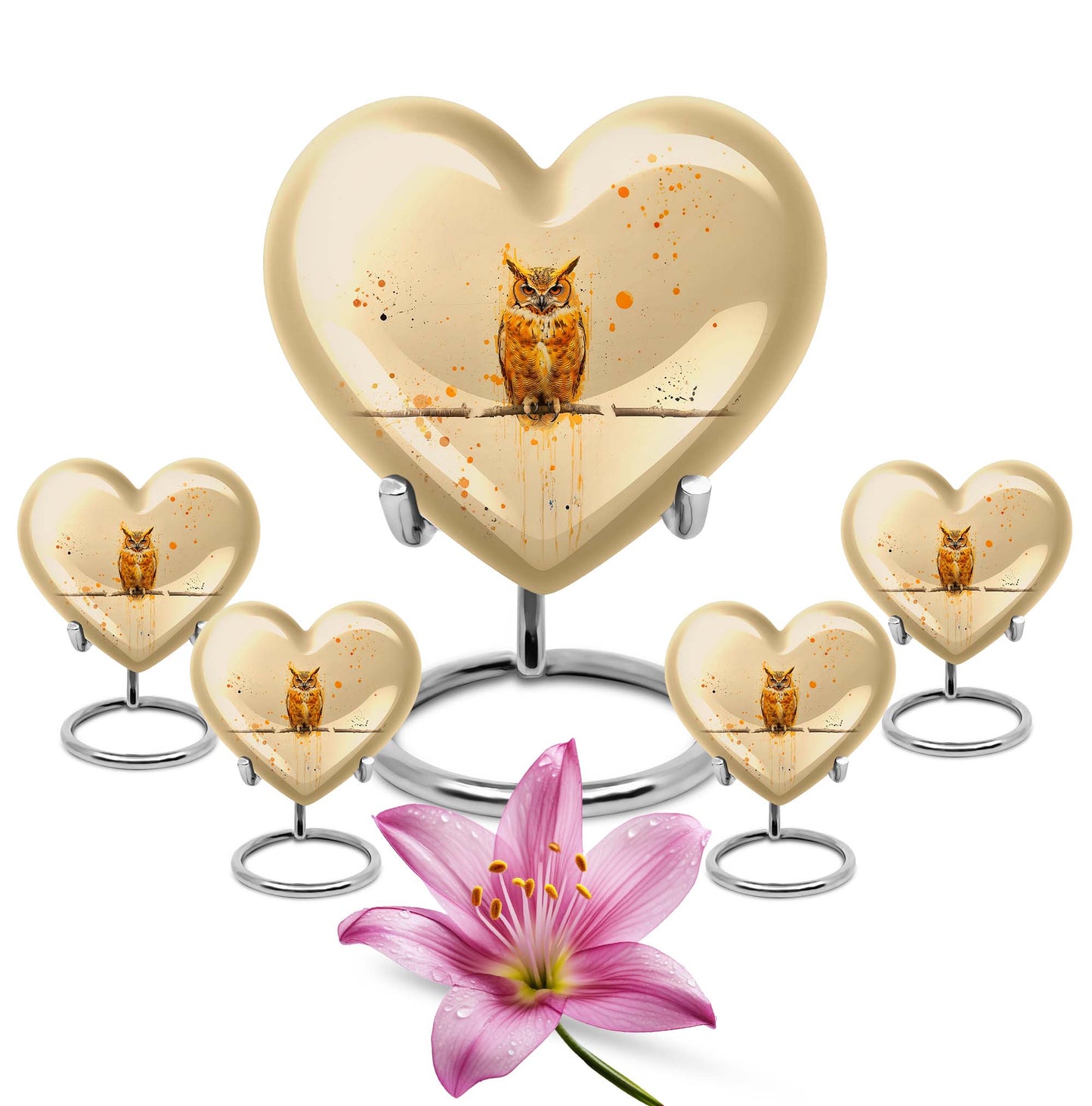 Owl Theme Large Urn With 4 Keepsake Urn