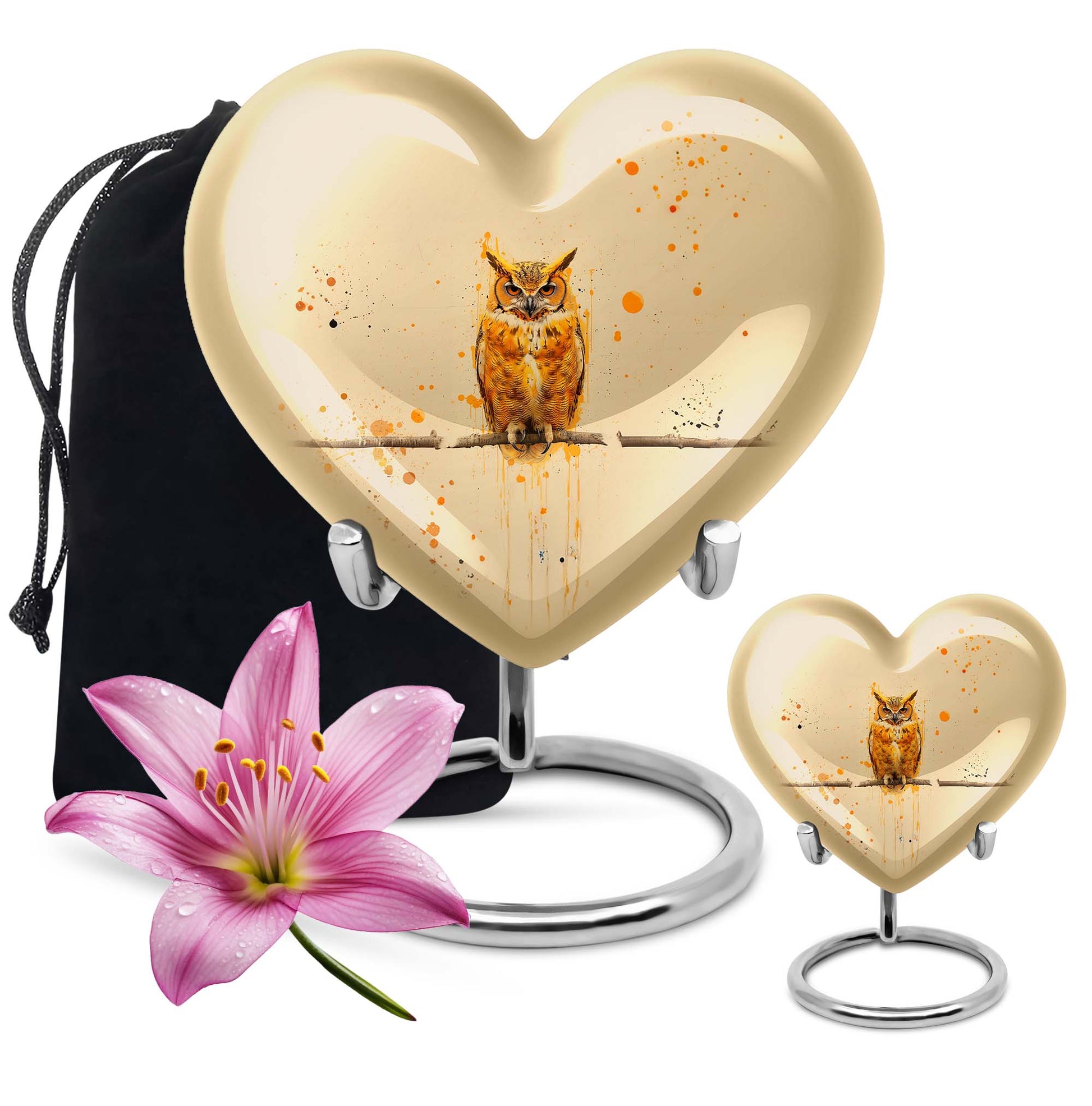 Owl Theme Large Urn With 1 Keepsake Urn