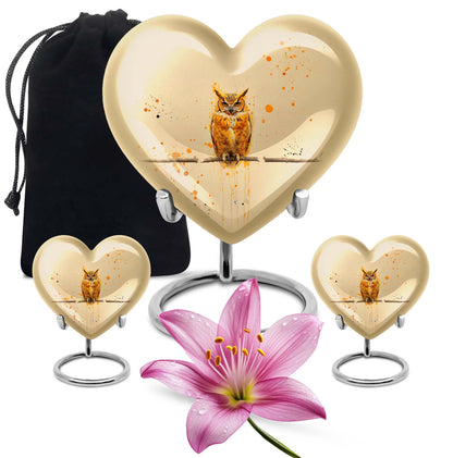 Owl Theme Large Urn With 2 Keepsake Urn