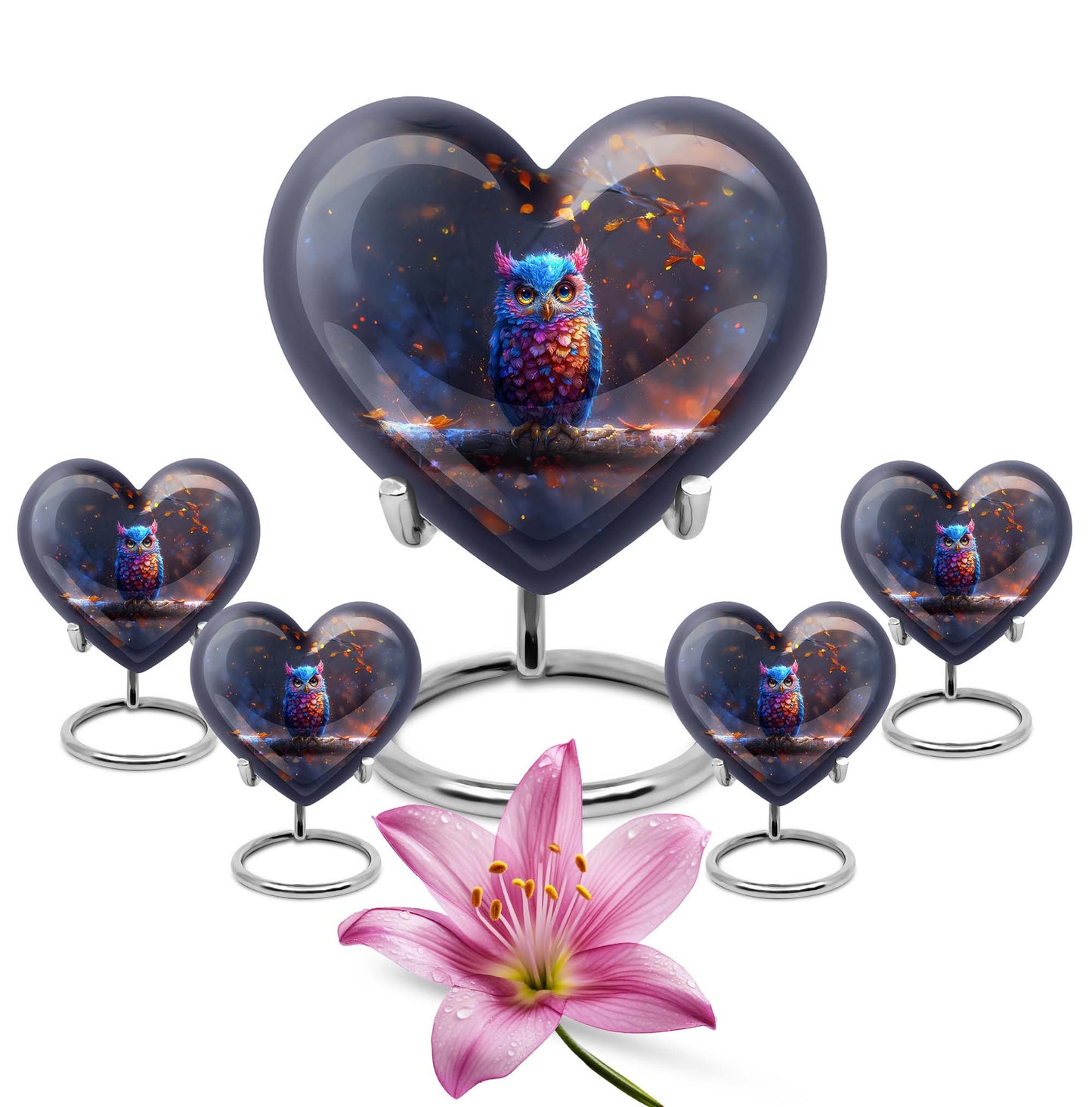 Owl Theme Large Urn With 4 Keepsake Urn