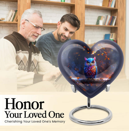 heart-shaped owl urn for cremation