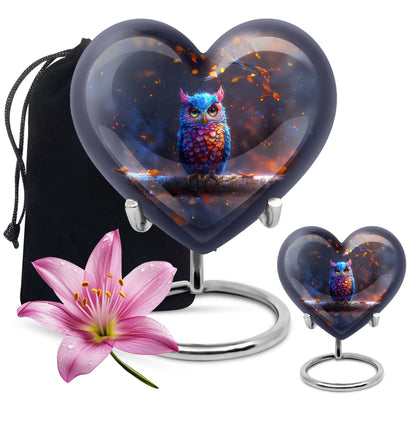 Owl Theme Large Urn With 1 Keepsake Urn