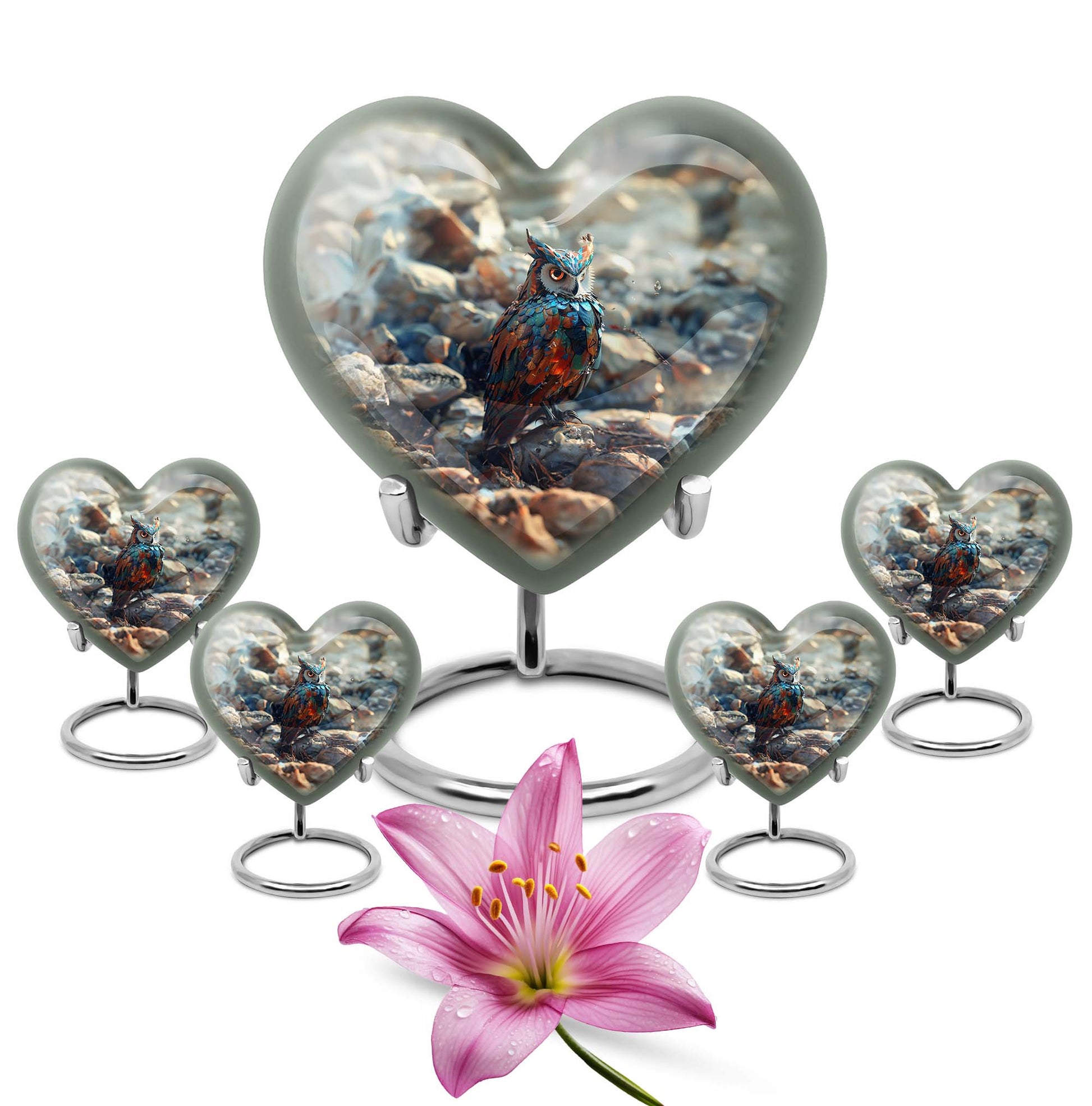 Owl Theme Large Urn With 4 Keepsake Urn