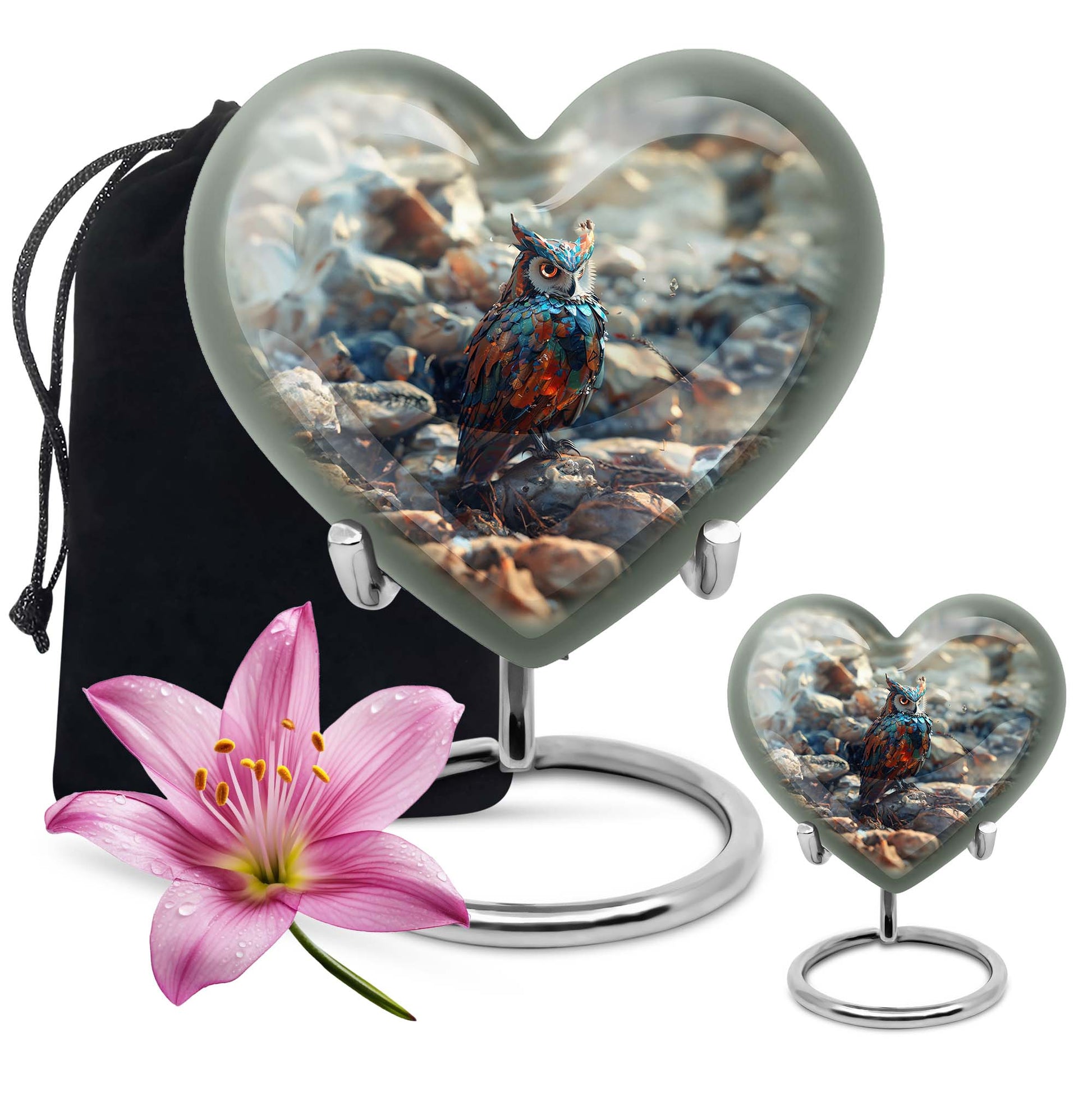 Owl Theme Large Urn With 1 Keepsake Urn