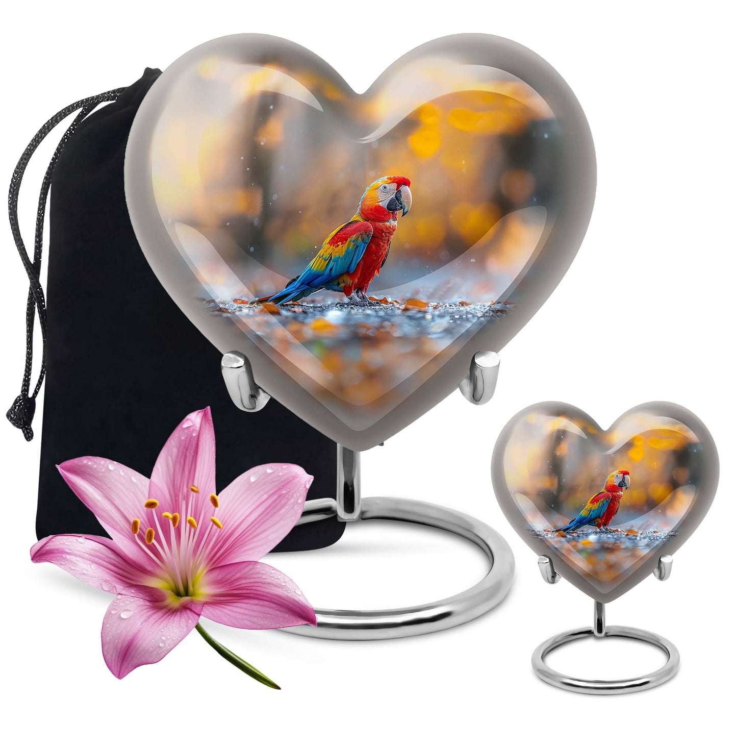 Macaw Parrot Theme Large Urn With 1 Keepsake Urn