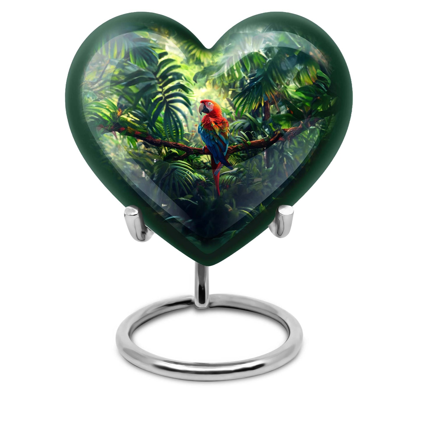 heart-shaped macaw parrot urn