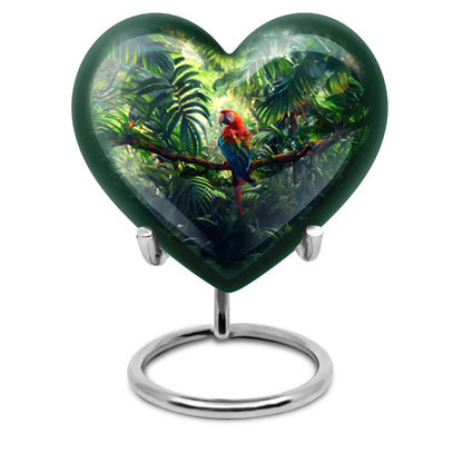 heart-shaped macaw parrot urn