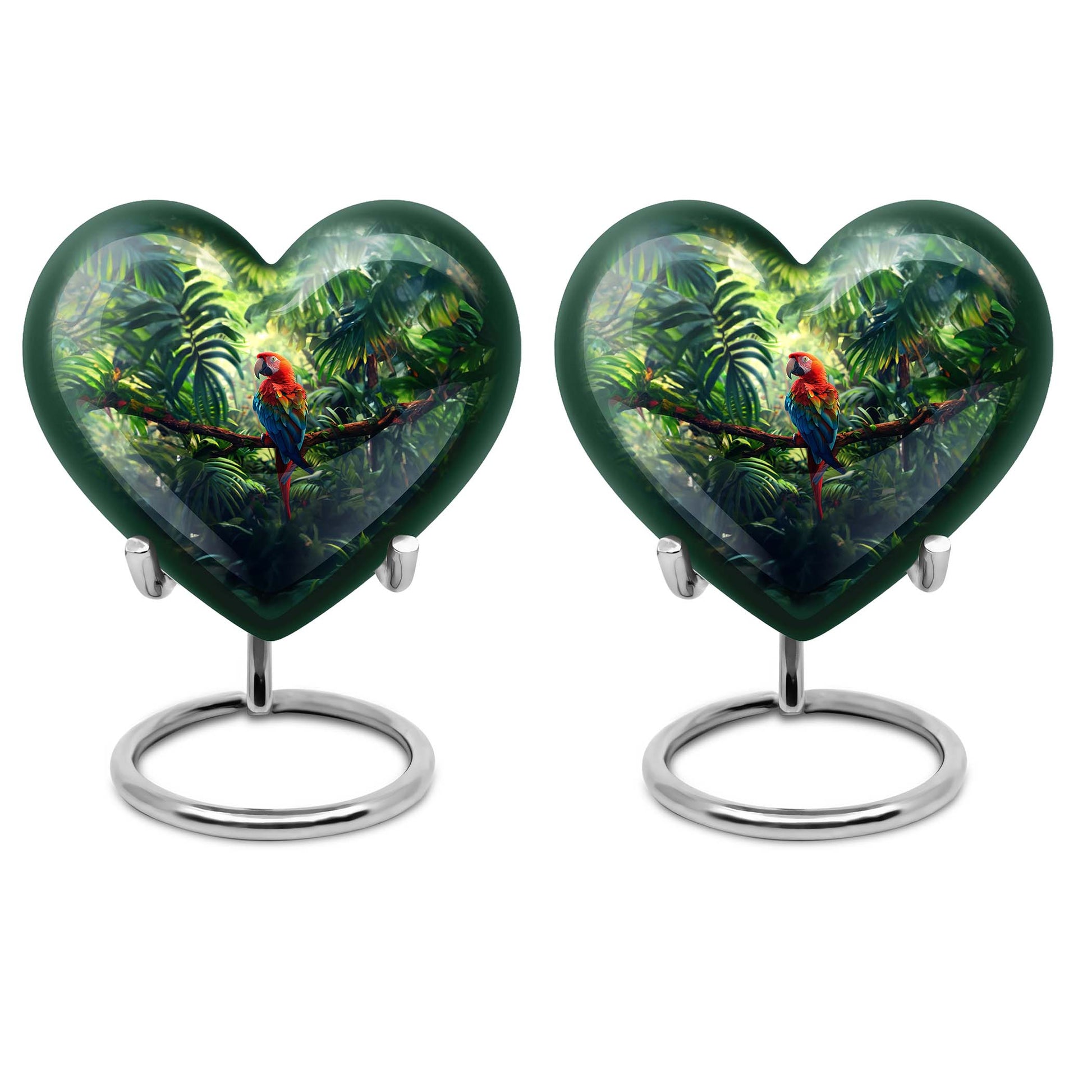 heart-shaped macaw parrot urn