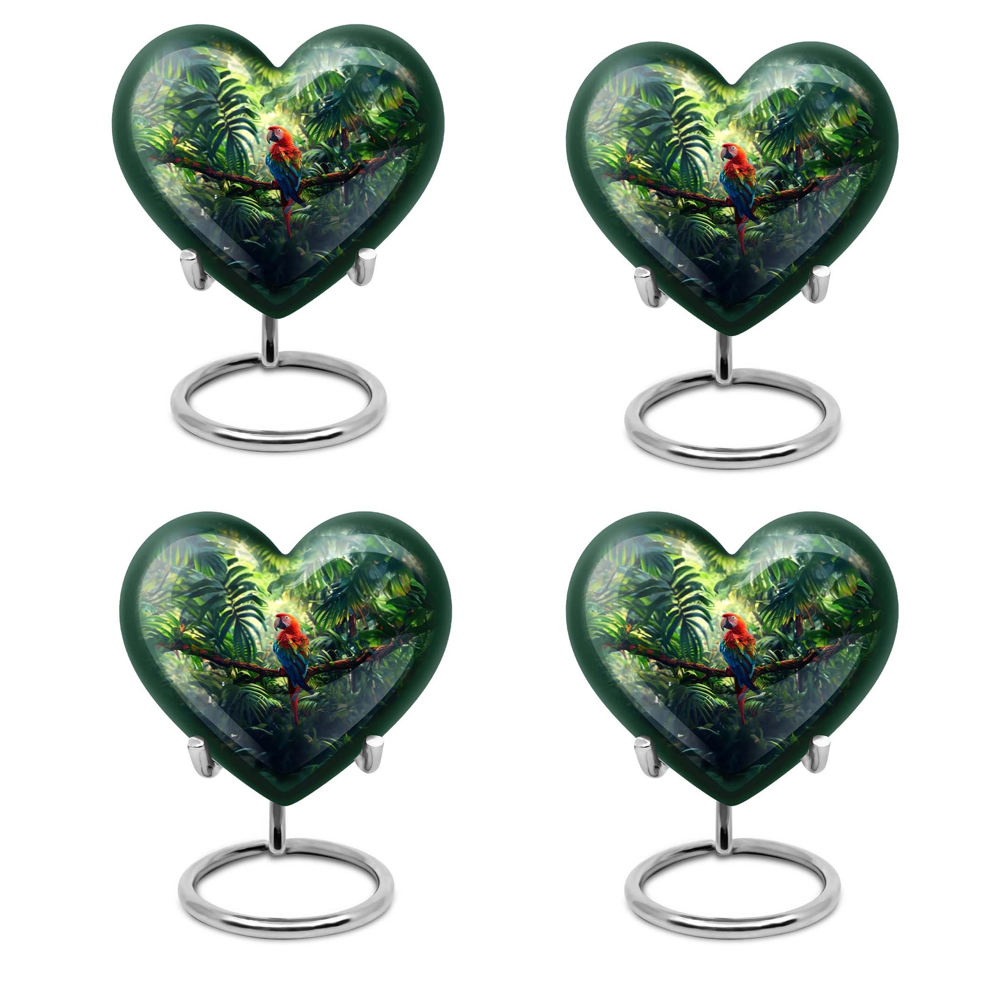 heart-shaped macaw parrot urn