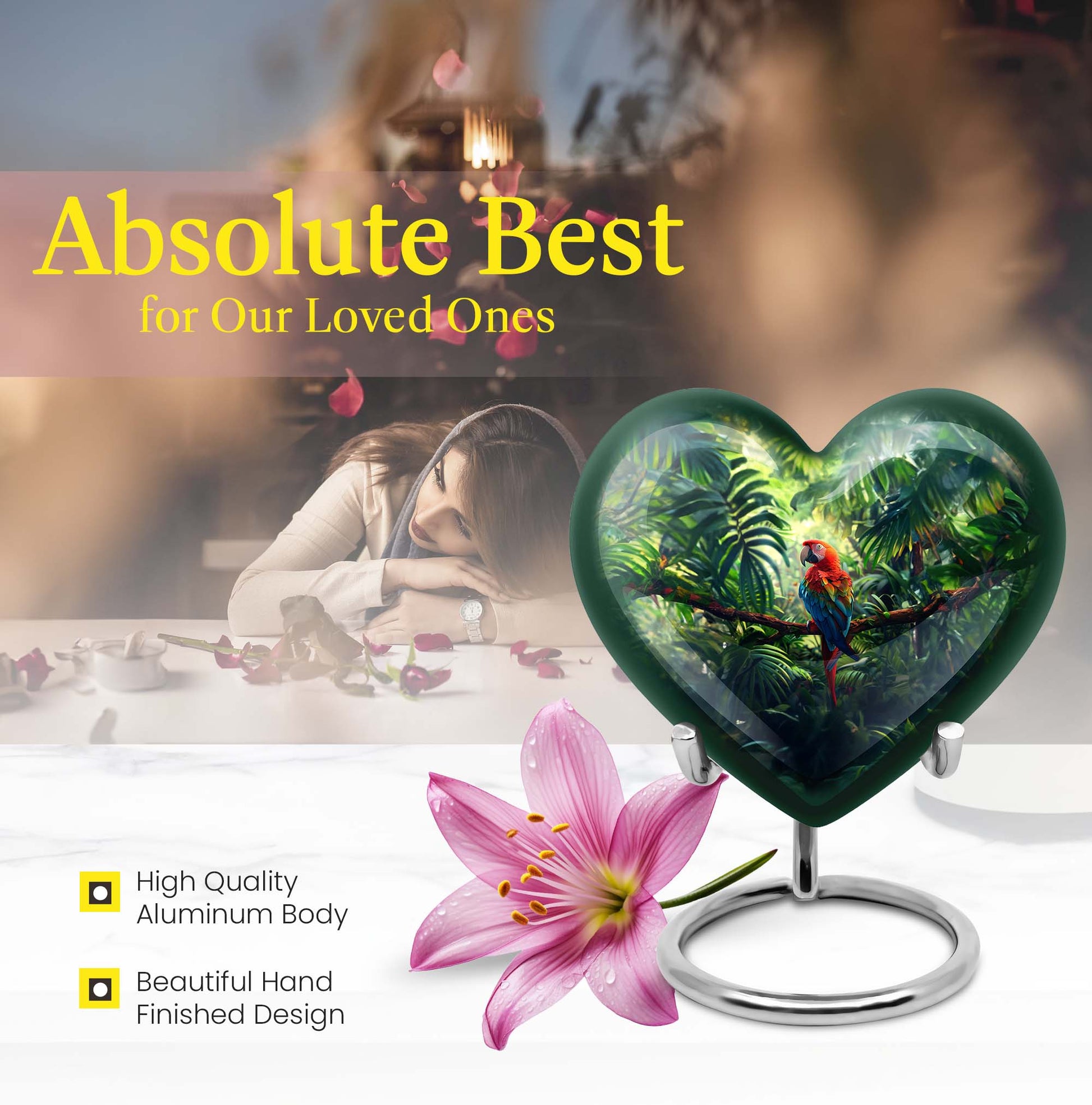 heart-shaped macaw parrot urn