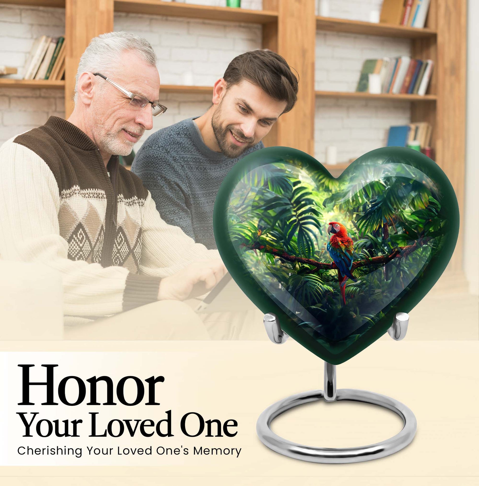 heart-shaped macaw parrot urn