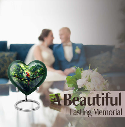 heart-shaped macaw parrot urn
