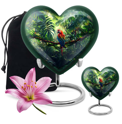 heart-shaped macaw parrot urn