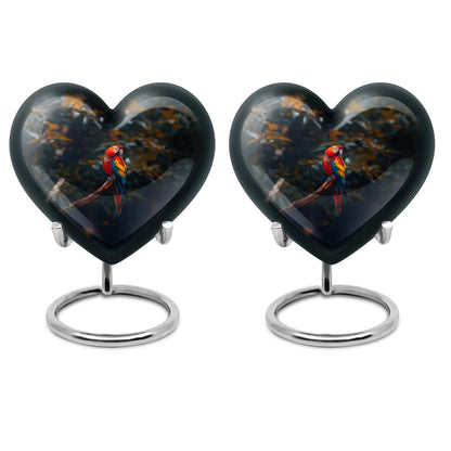 macaw parrot urn with wolf howling 