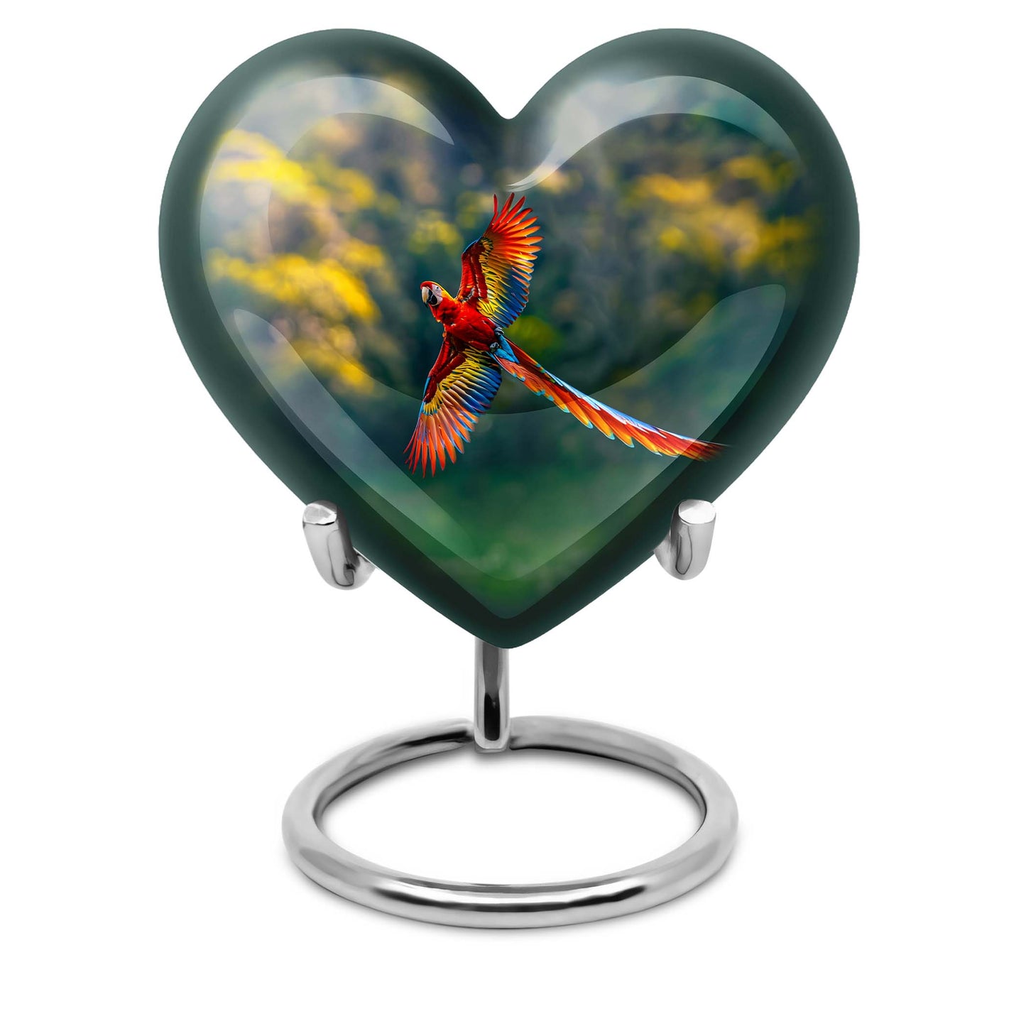 heart-shaped macaw parrot urn