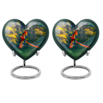 heart-shaped macaw parrot urn