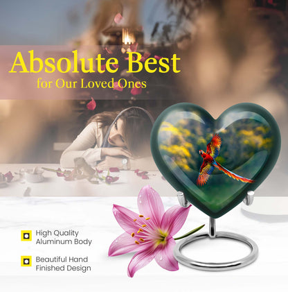 heart-shaped macaw parrot urn