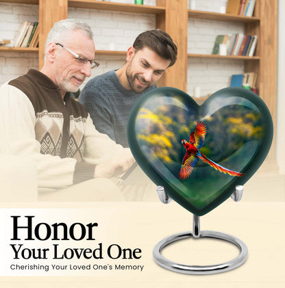 heart-shaped macaw parrot urn