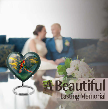 heart-shaped macaw parrot urn