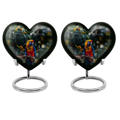 Macaw parrot-themed memorial urn