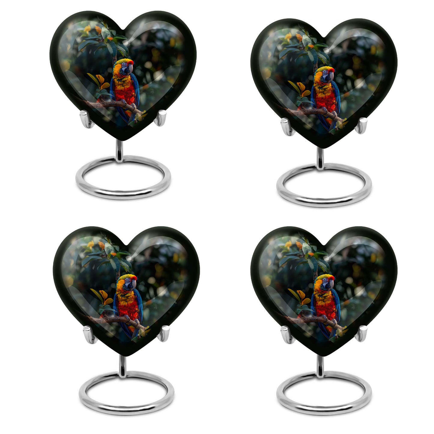 Macaw parrot-themed memorial urn