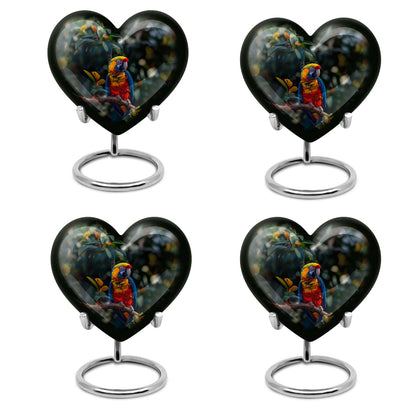 Macaw parrot-themed memorial urn