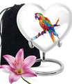 10-inch heart urn for ashes, macaw parrot urn with howling wolf design, customizable
