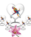 10-inch heart urn for ashes, macaw parrot urn with howling wolf design, customizable