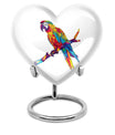 10-inch heart urn for ashes, macaw parrot urn with howling wolf design, customizable