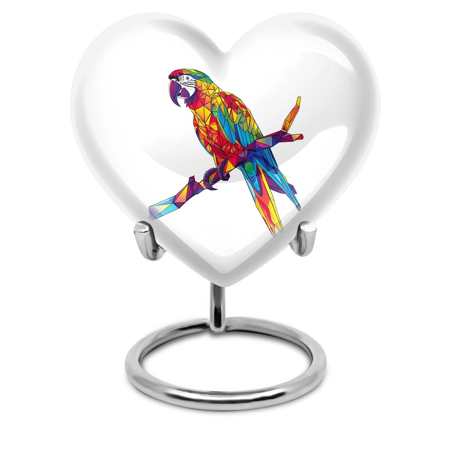 10-inch heart urn for ashes, macaw parrot urn with howling wolf design, customizable
