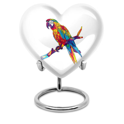 10-inch heart urn for ashes, macaw parrot urn with howling wolf design, customizable