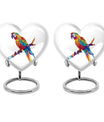 10-inch heart urn for ashes, macaw parrot urn with howling wolf design, customizable