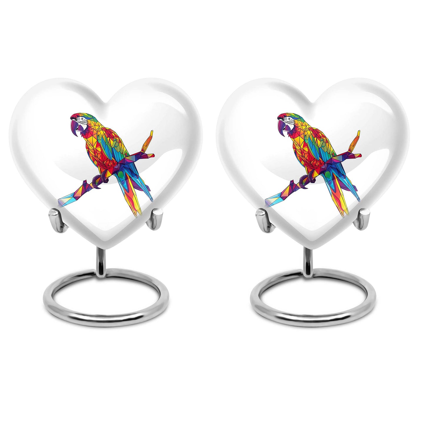 10-inch heart urn for ashes, macaw parrot urn with howling wolf design, customizable
