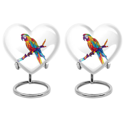 10-inch heart urn for ashes, macaw parrot urn with howling wolf design, customizable