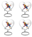 10-inch heart urn for ashes, macaw parrot urn with howling wolf design, customizable
