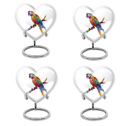 10-inch heart urn for ashes, macaw parrot urn with howling wolf design, customizable