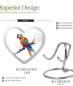 10-inch heart urn for ashes, macaw parrot urn with howling wolf design, customizable