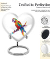 10-inch heart urn for ashes, macaw parrot urn with howling wolf design, customizable