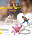10-inch heart urn for ashes, macaw parrot urn with howling wolf design, customizable