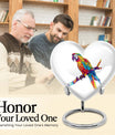 10-inch heart urn for ashes, macaw parrot urn with howling wolf design, customizable