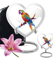 10-inch heart urn for ashes, macaw parrot urn with howling wolf design, customizable
