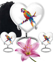10-inch heart urn for ashes, macaw parrot urn with howling wolf design, customizable