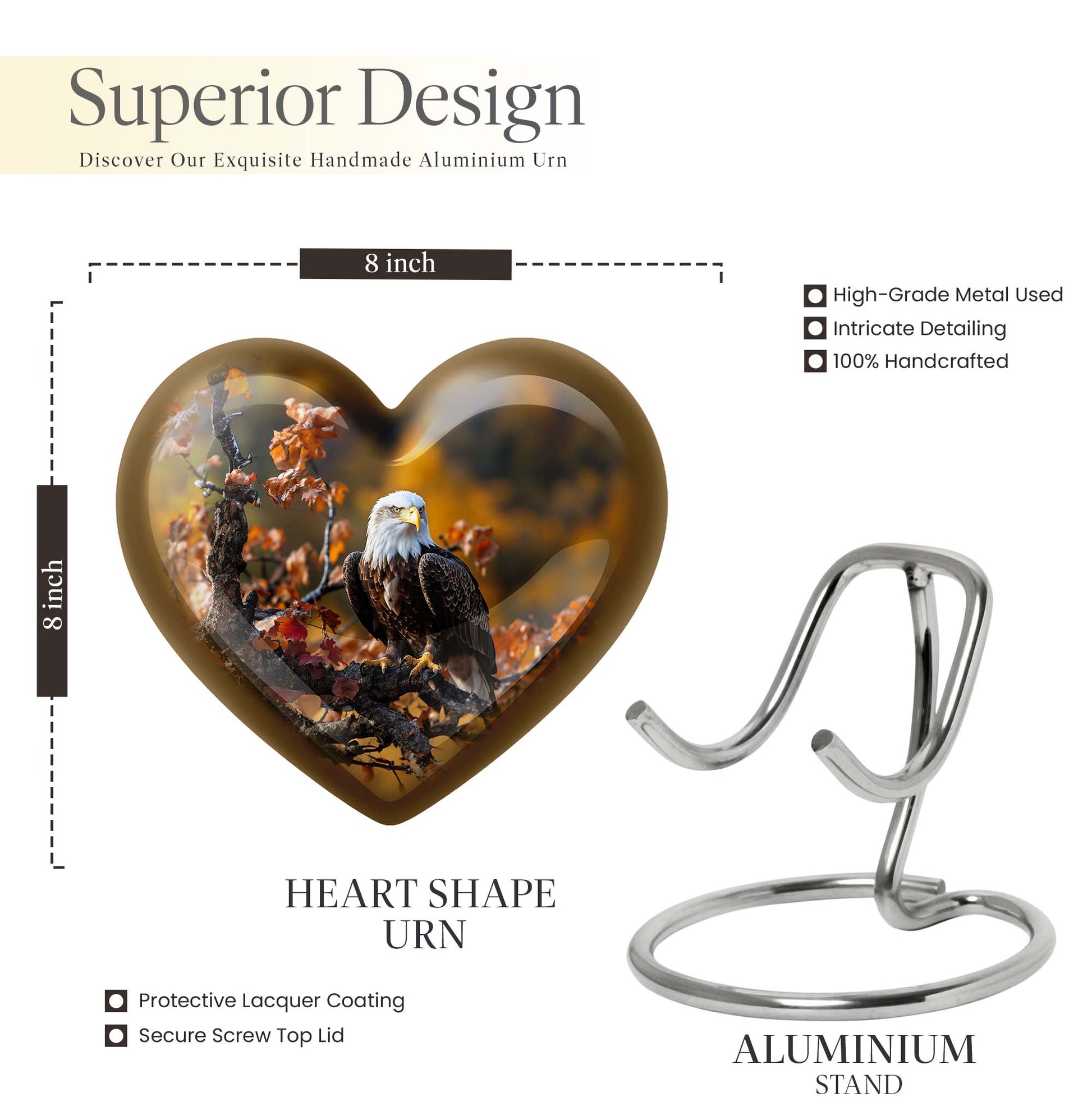EAGLE Heart Urn for burial ashes