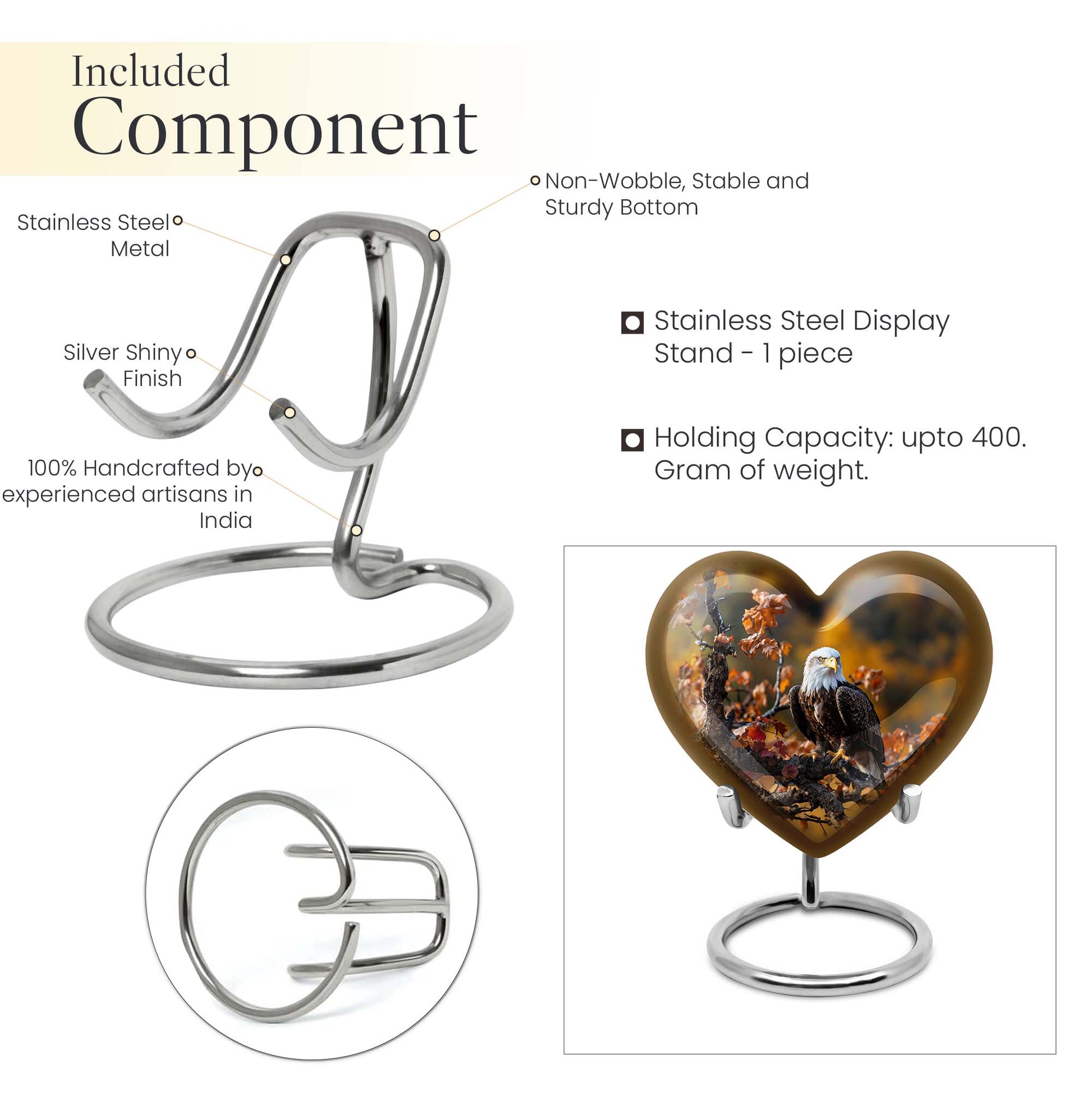 EAGLE Heart Urn for burial ashes