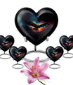 10-inch EAGLE Urn styled as a Heart Urn with Wolf Howling theme and capacity for 200 cubic inches of ashes