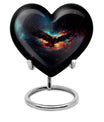 10-inch EAGLE Urn styled as a Heart Urn with Wolf Howling theme and capacity for 200 cubic inches of ashes