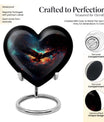 10-inch EAGLE Urn styled as a Heart Urn with Wolf Howling theme and capacity for 200 cubic inches of ashes