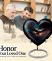 10-inch EAGLE Urn styled as a Heart Urn with Wolf Howling theme and capacity for 200 cubic inches of ashes