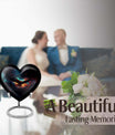 10-inch EAGLE Urn styled as a Heart Urn with Wolf Howling theme and capacity for 200 cubic inches of ashes