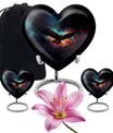 10-inch EAGLE Urn styled as a Heart Urn with Wolf Howling theme and capacity for 200 cubic inches of ashes